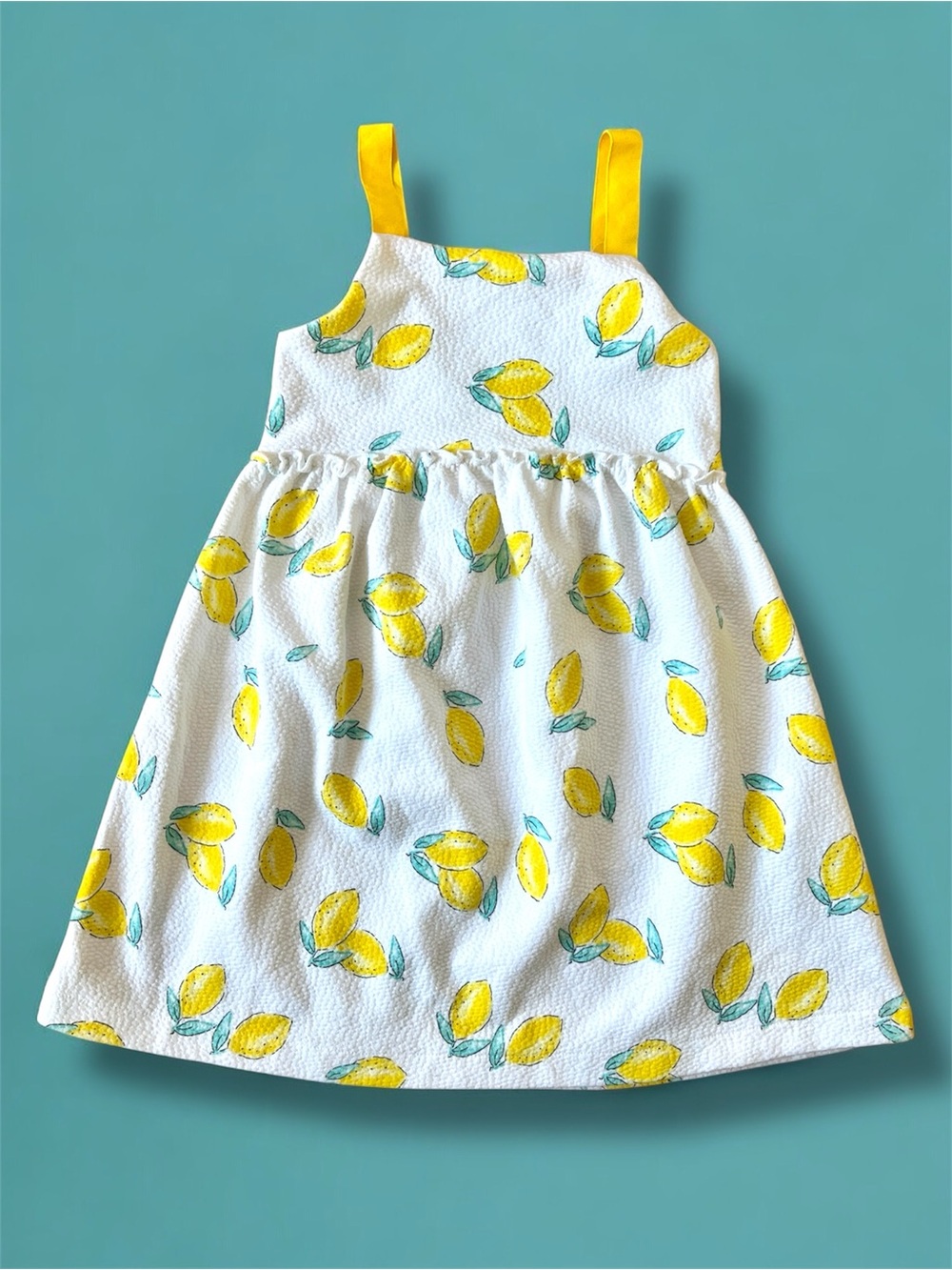 Zara Girls White Sundress with Yellow Lemon Print size 5-6